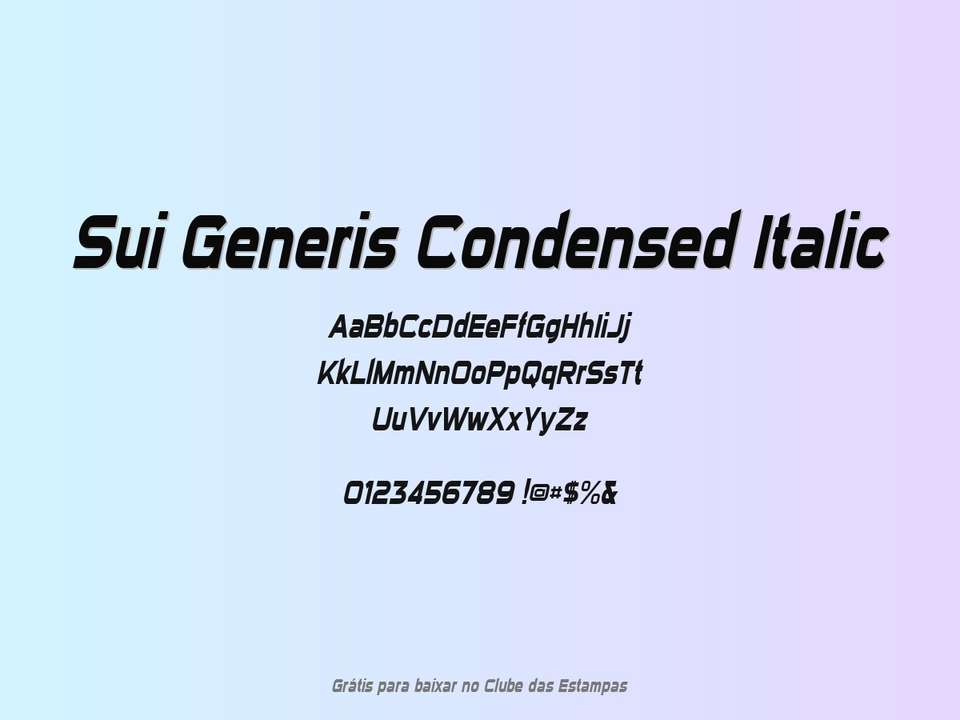 Fonte Sui Generis Condensed Italic Grátis Para Baixar