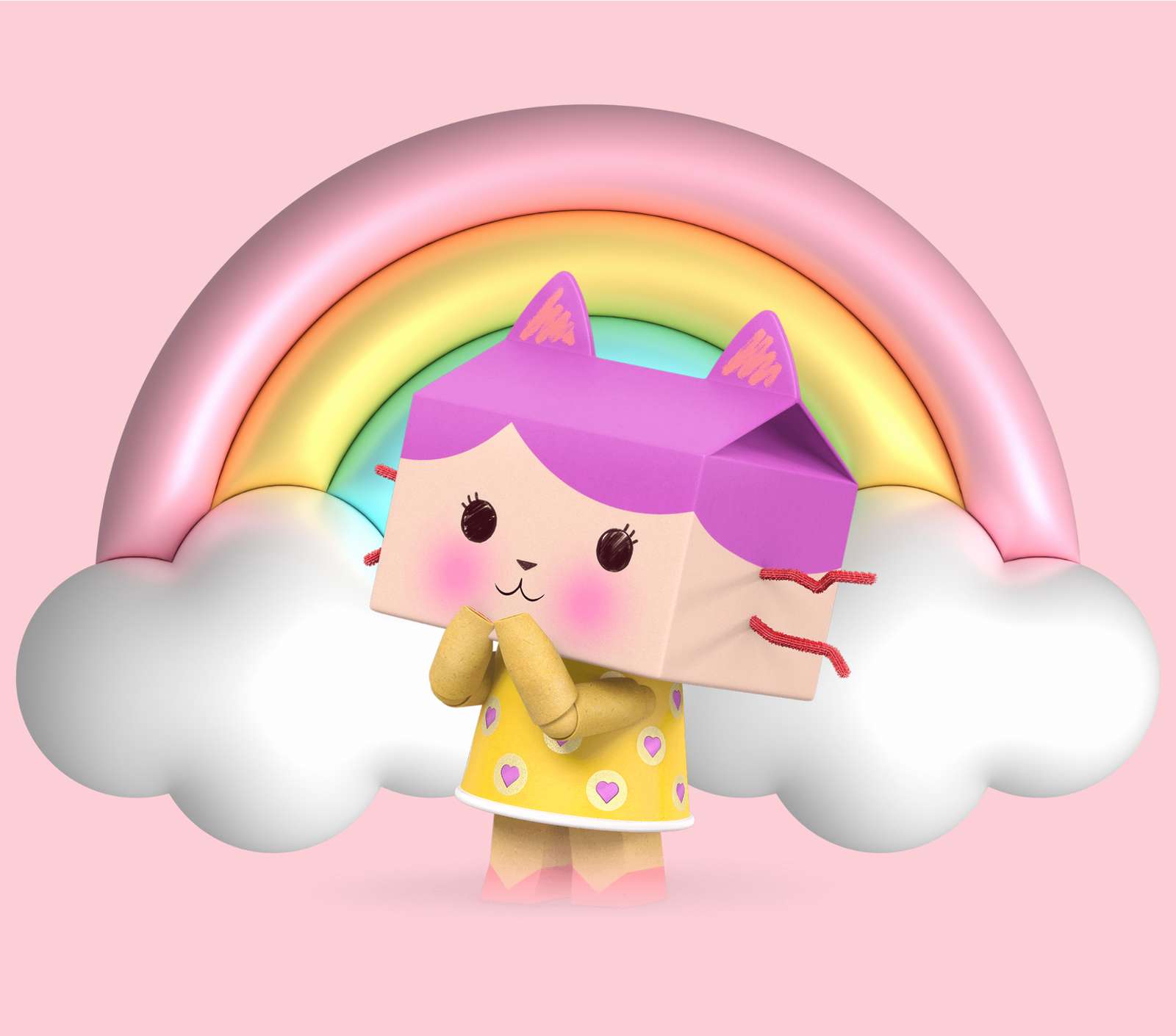 Personagem Gato Rosa Em Arco Íris De Nuvens Desenho Animado Png Arte Para Caneca Grátis Pra Baixar