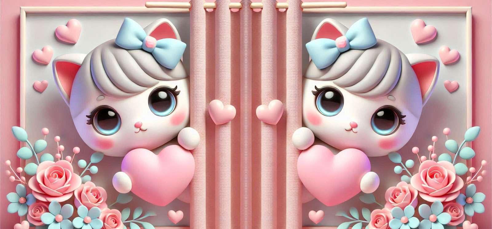 Ilustração De Dois Gatinhos Fofos Em Rosa Ilustração Infantil Png Arte Para Caneca Grátis Pra Baixar