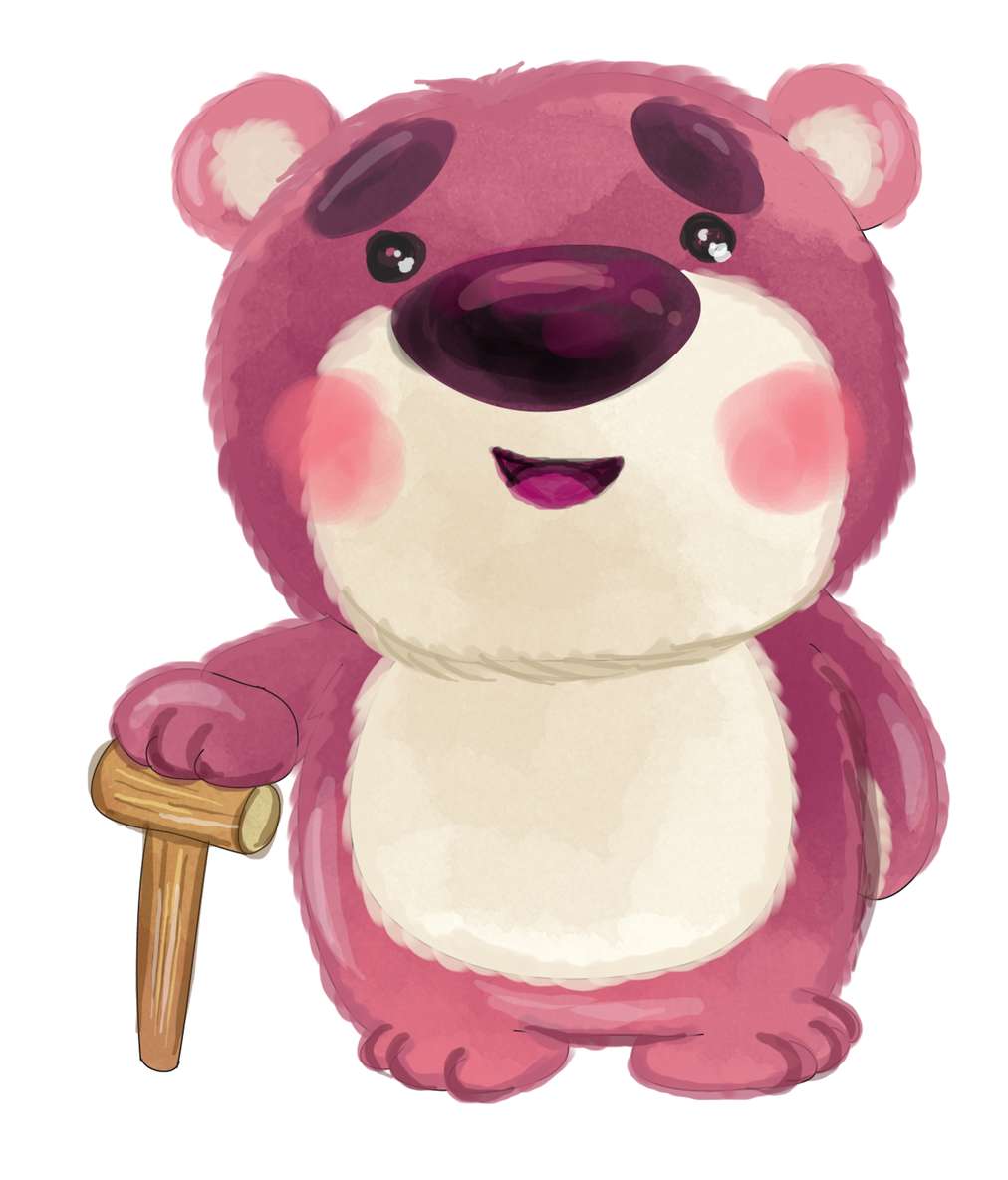 Ursinho Cartoon Rosa Com Martelo Personagem Infantil Png Grátis Para Baixar