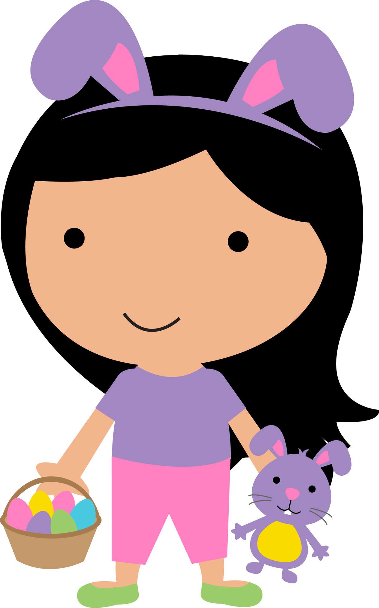 Menina Com Ovos E Coelho De Páscoa Páscoa Png Grátis Para Baixar