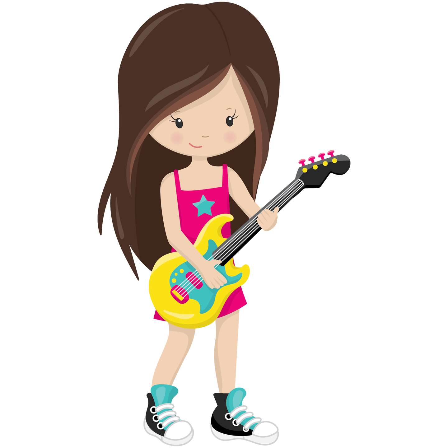 Menina Artista Com Guitarra Elétrica Música Png Grátis Para Baixar