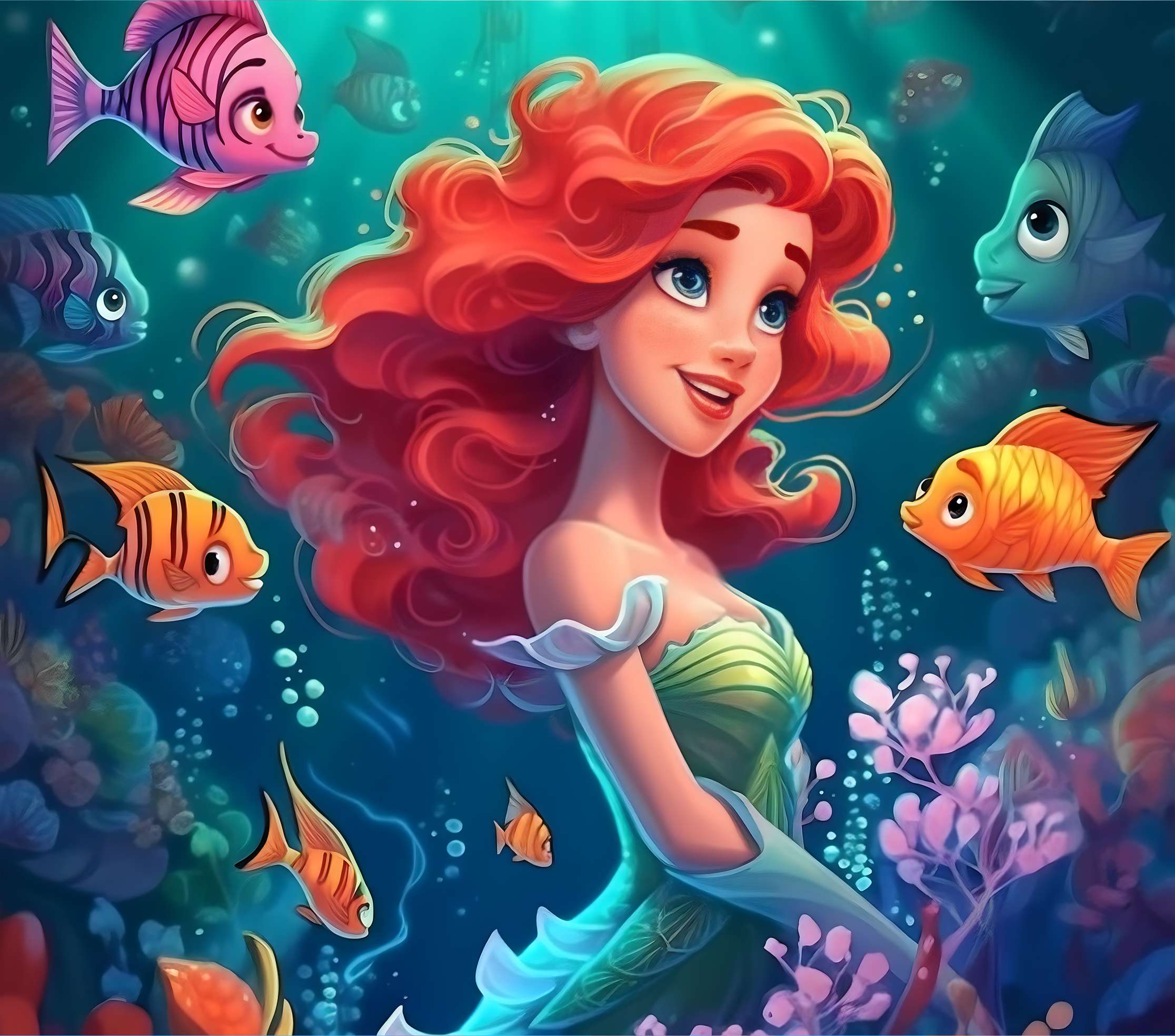 Ilustração De Sereia Em Recife De Coral Colorido Ficção Mágica Png Arte Para Caneca Grátis Pra Baixa