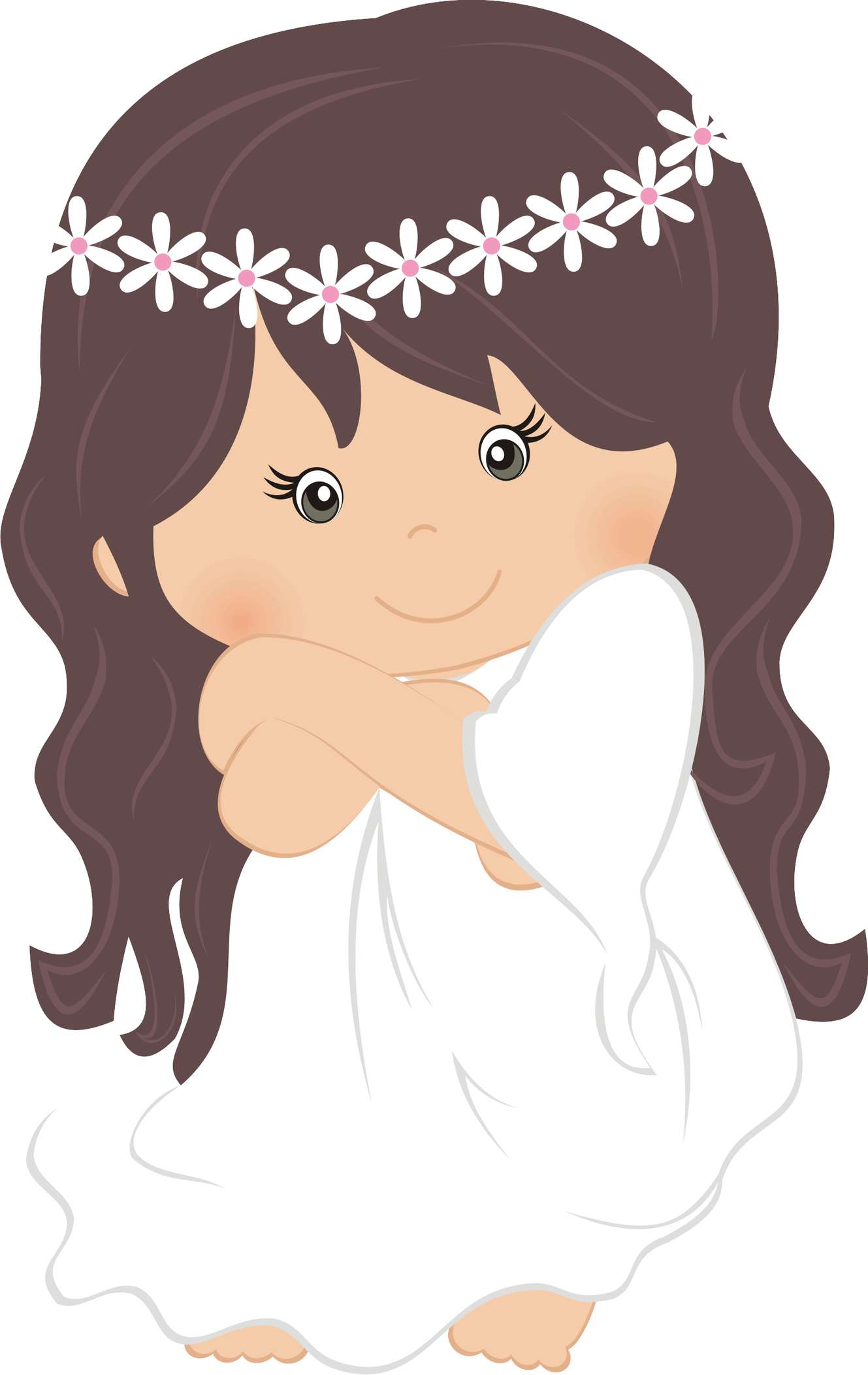 Menina Com Coroa Floral Personagem Png Grátis Para Baixar
