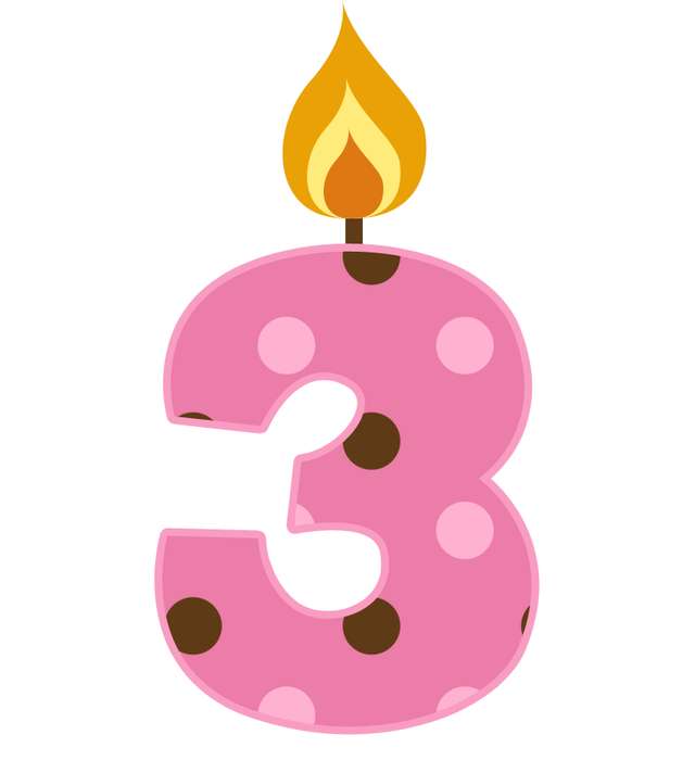 Elemento Numeral Aniversário Vela 3 Três Anos (6)