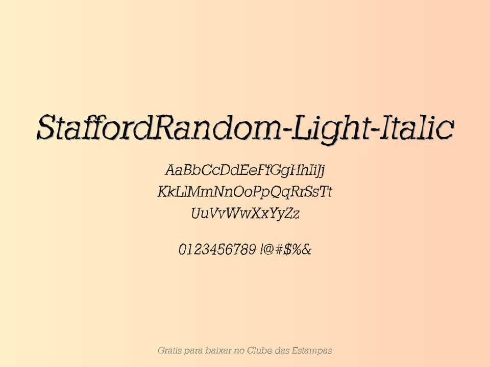 Fonte Staffordrandom Light Italic Grátis Para Baixar