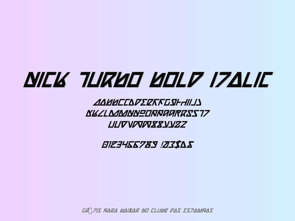 Fonte Nick Turbo Bold Italic Grátis Para Baixar