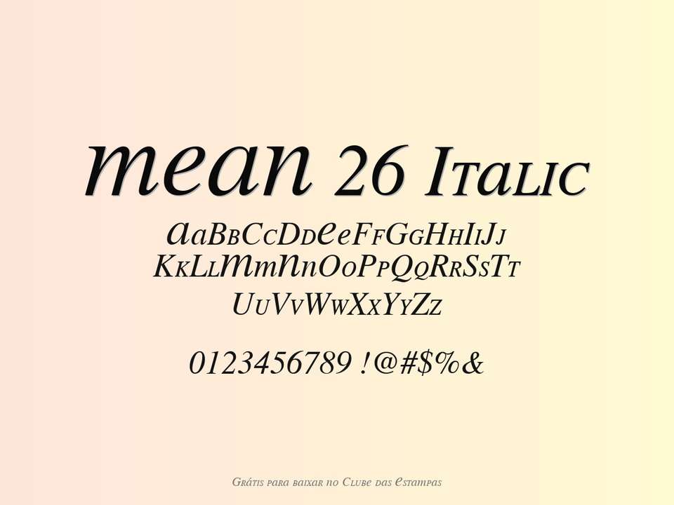 Fonte Mean 26 Italic Grátis Para Baixar
