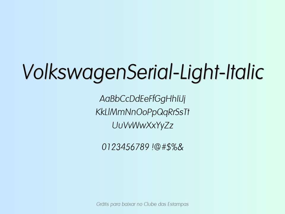 Fonte Volkswagenserial Light Italic Grátis Para Baixar
