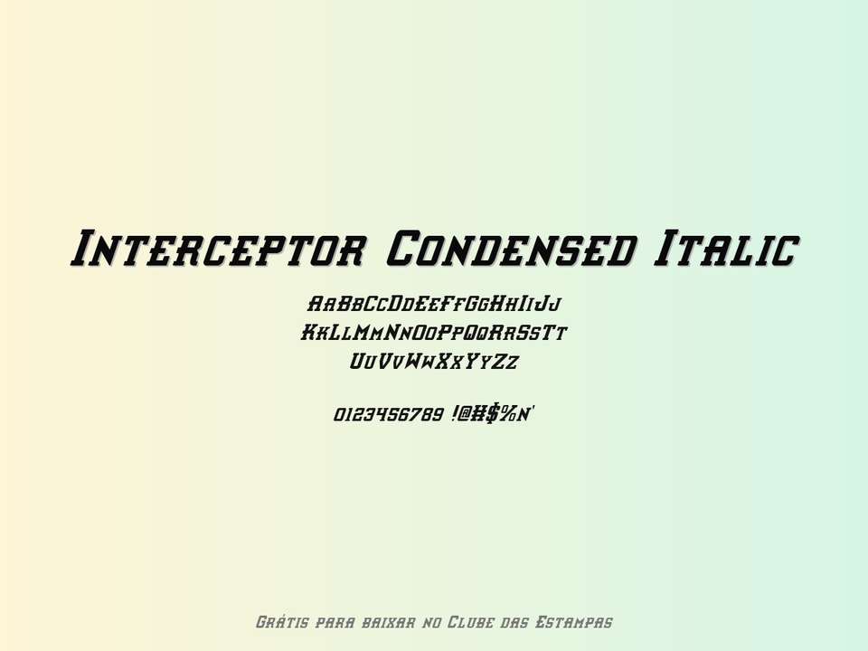 Fonte Interceptor Condensed Italic Grátis Para Baixar
