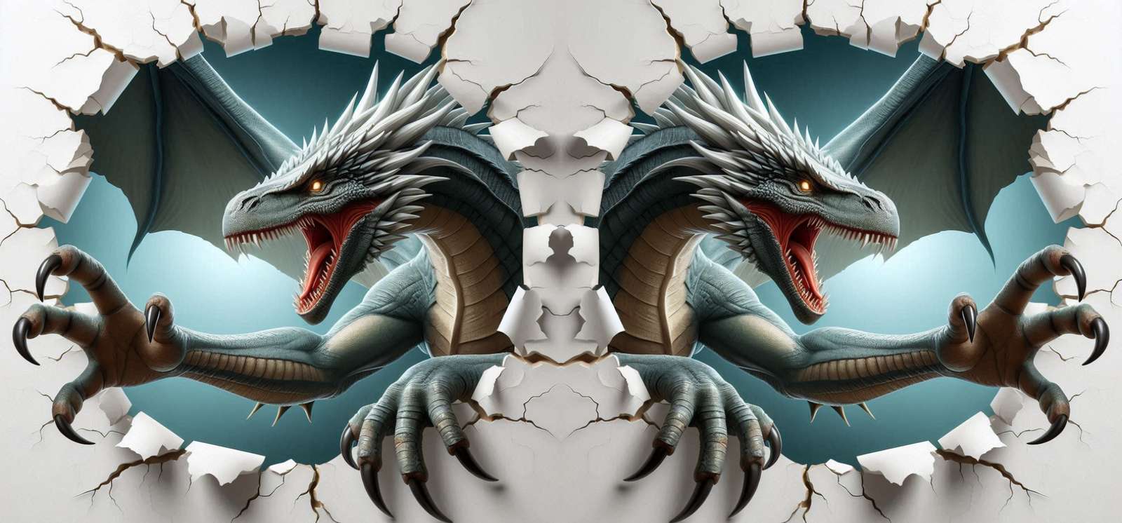 Ilustração De Dragão Emergindo De Parede Quebrada Fantasia Png Arte Para Caneca Grátis Pra Baixar