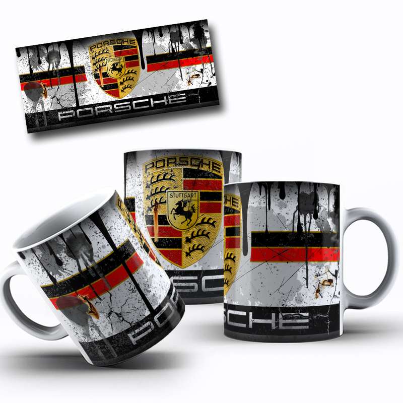 Arte Para Caneca Porsche Logotipo Estilo Grunge 53