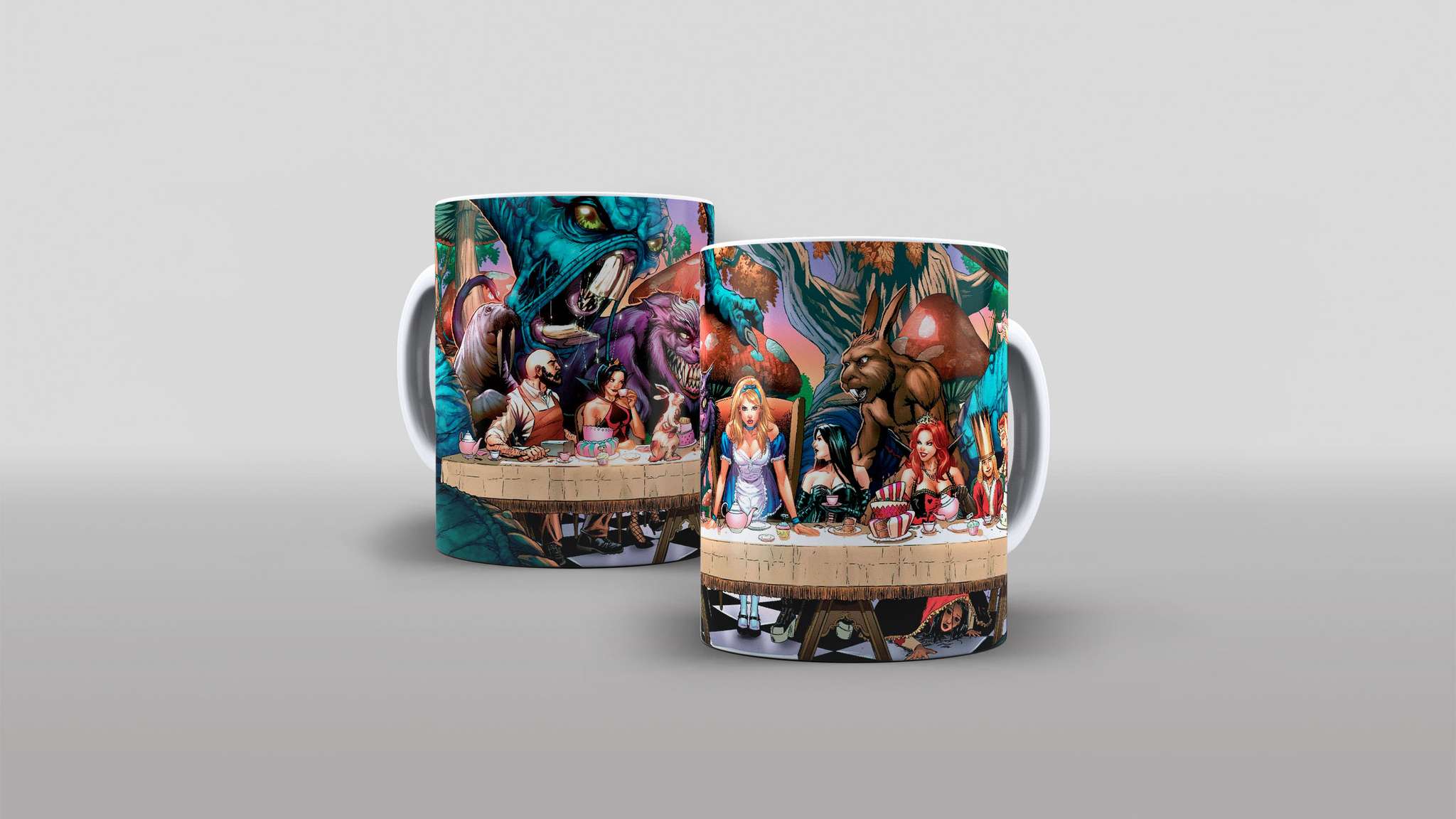 Arte Santa Ceia Personagens Alice No País Das Maravilhas Pra Caneca
