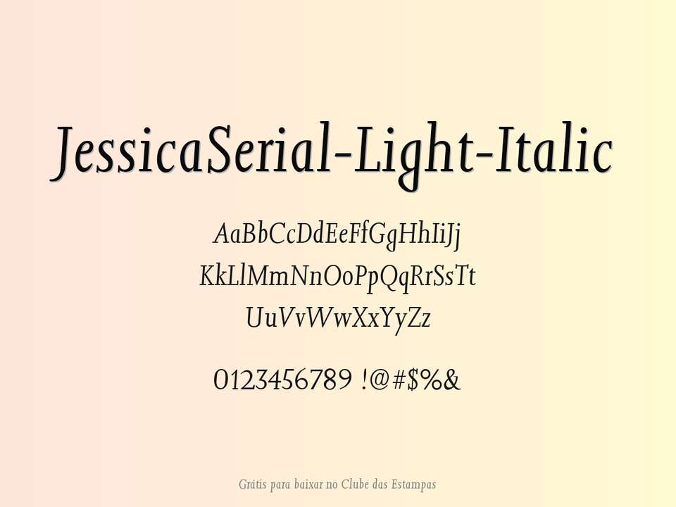 Fonte Jessicaserial Light Italic Grátis Para Baixar