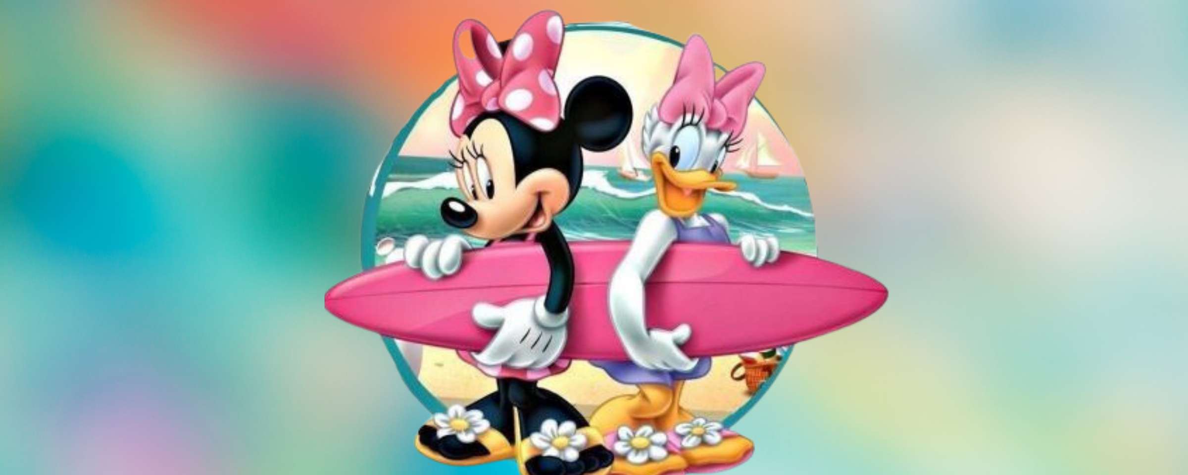 Mickey E Minnie Surfando Em Praia Tropical Desenho Animado Png Arte Para Caneca Grátis Pra Baixar