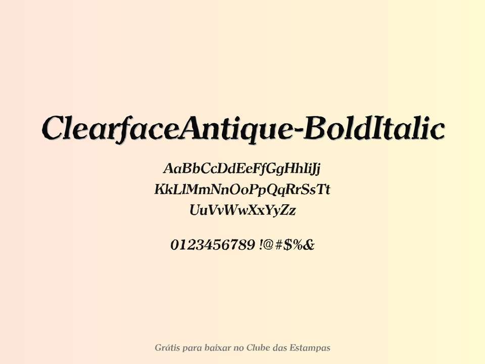 Fonte Clearfaceantique Bolditalic Grátis Para Baixar