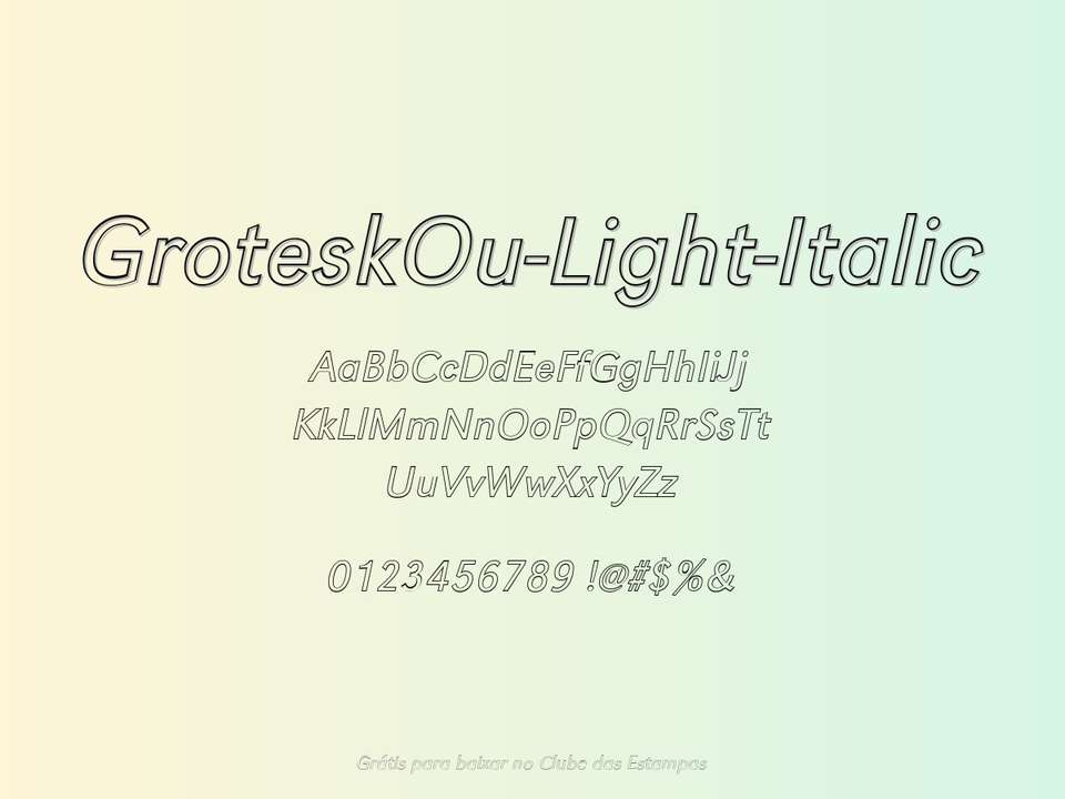 Fonte Groteskou Light Italic Grátis Para Baixar