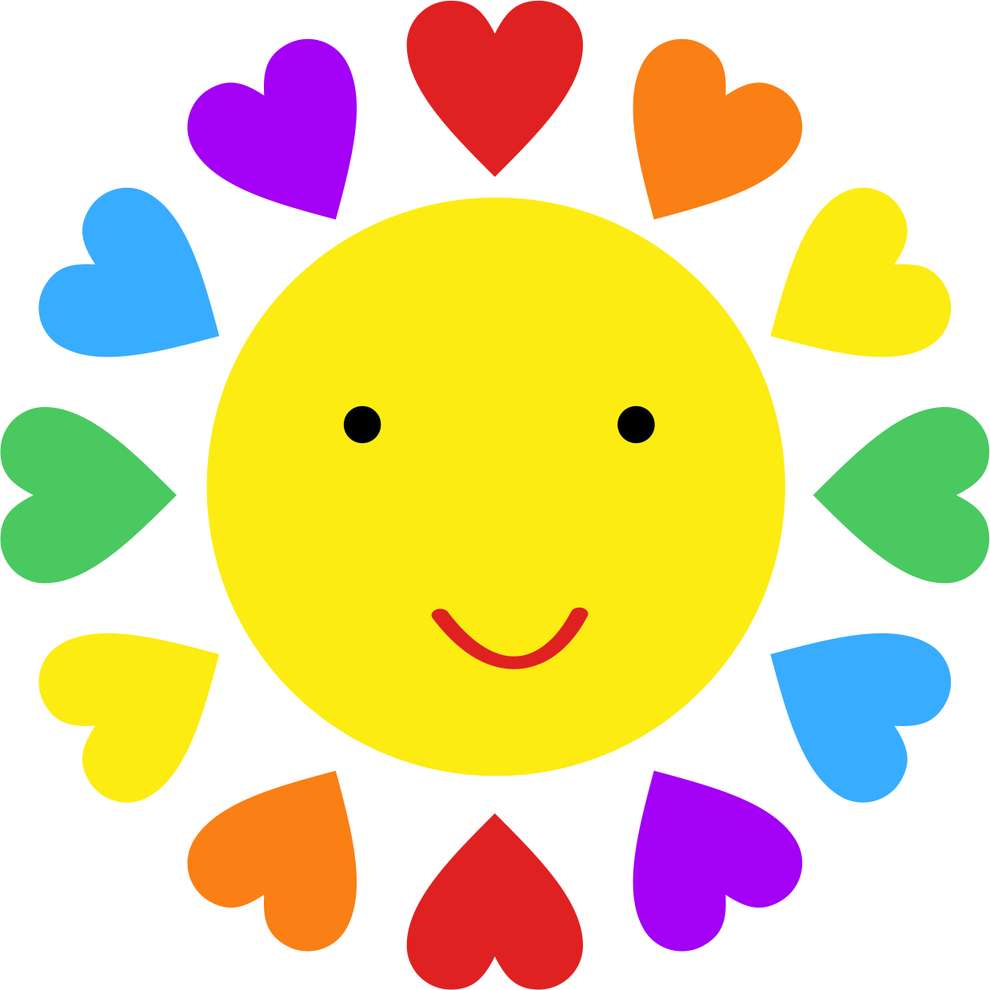 Sol Sorridente Com Corações Alegria Png Grátis Para Baixar