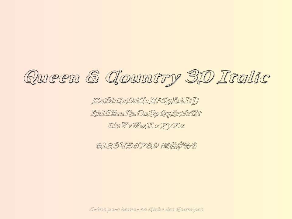 Fonte Queen & Country 3d Italic Grátis Para Baixar