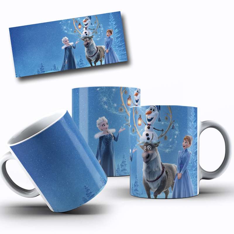 Arte Para Caneca Frozen Elsa Anna Olaf Sven Cartoon 1