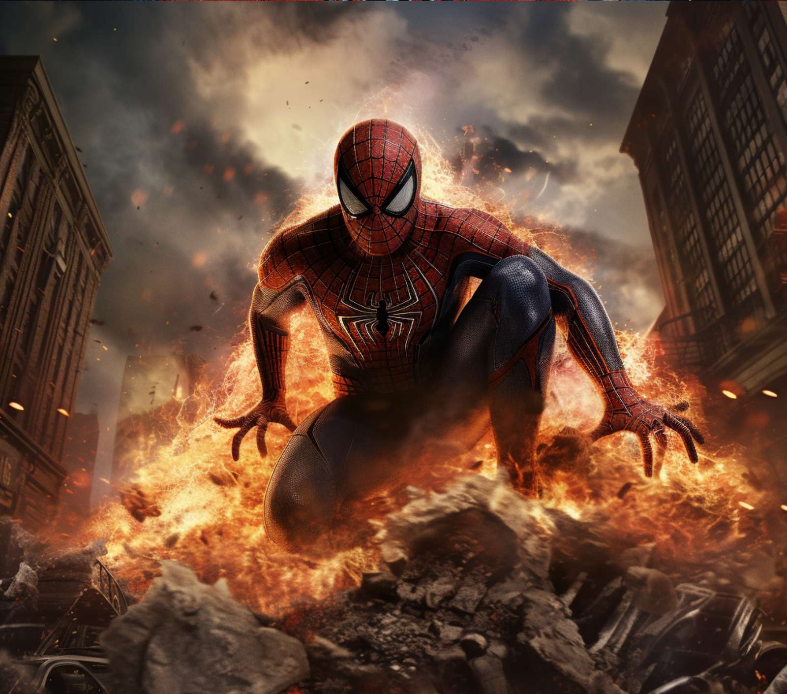 Homem Aranha Em Ação Com Fogo Na Cidade Super Heróis Png Arte Para Caneca Grátis Pra Baixar