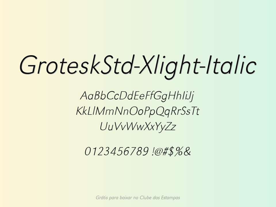 Fonte Groteskstd Xlight Italic Grátis Para Baixar