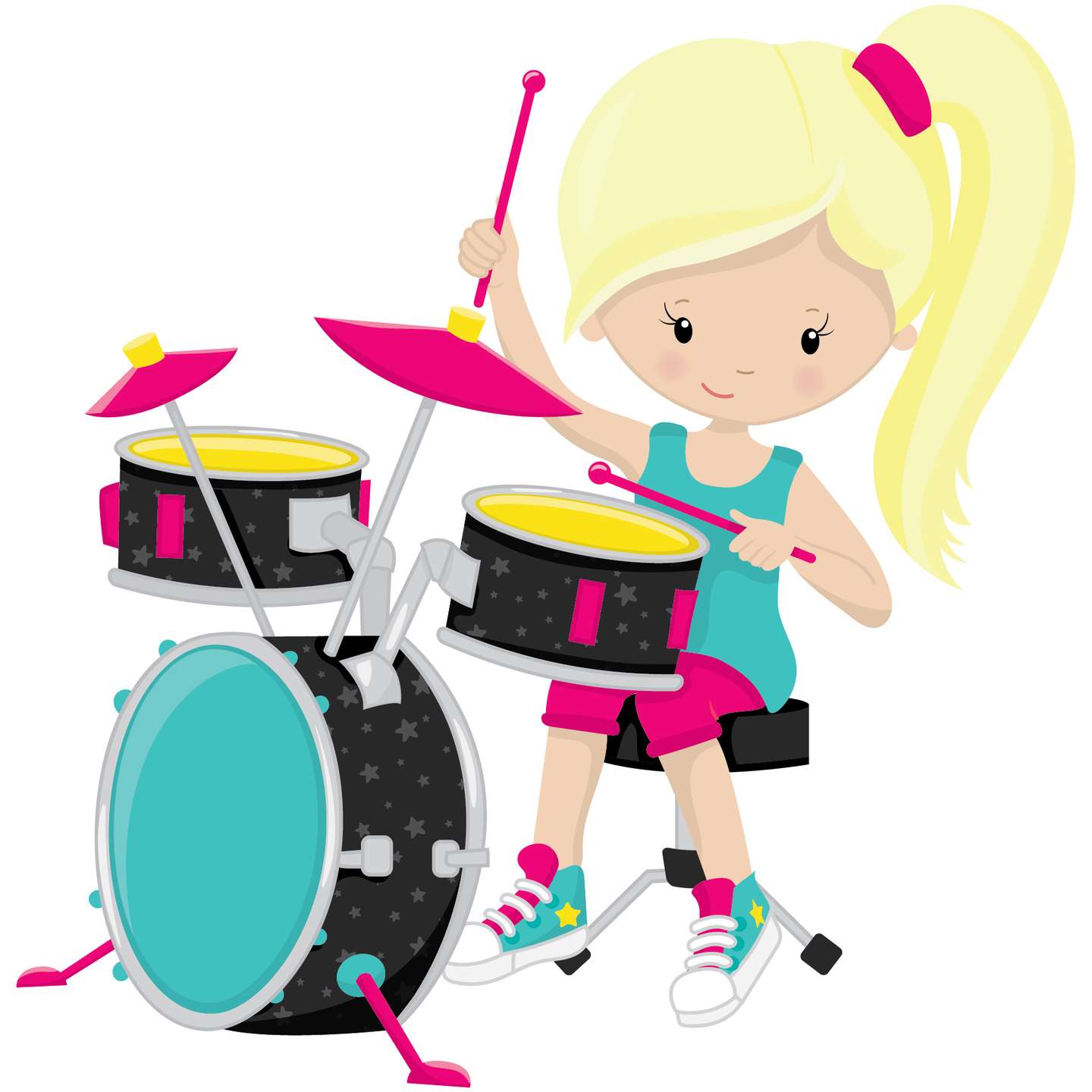 Menina Tocando Bateria Música Png Grátis Para Baixar