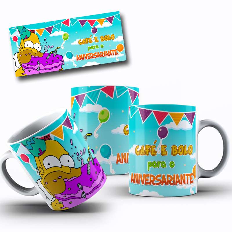 Arte Para Caneca Homer Simpson, Café E Bolo, Animação 10