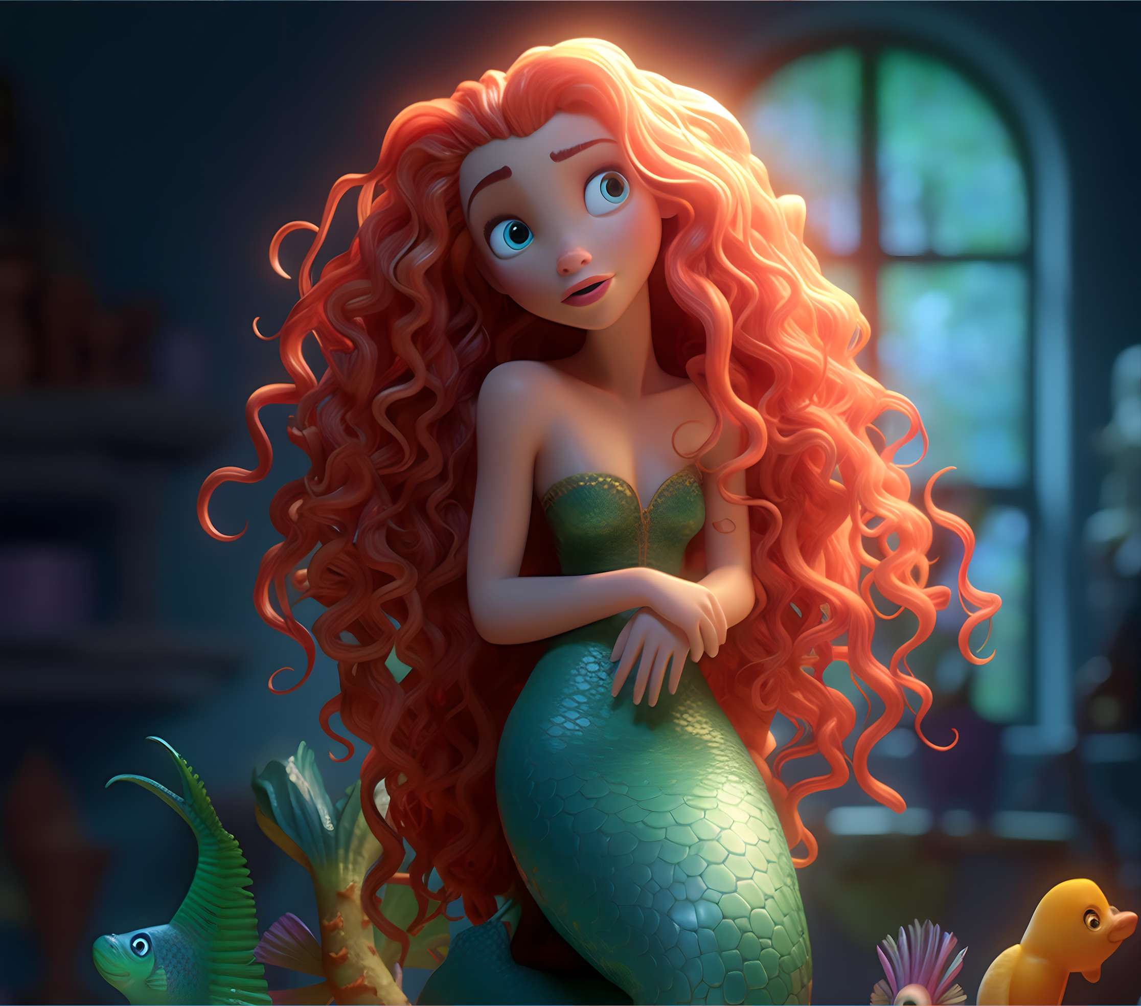 Sereia De Desenho Animado Com Cabelo Vermelho Fantasia Png Arte Para Caneca Grátis Pra Bai Criativo-