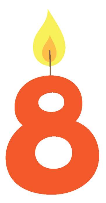 Elemento Numeral Aniversário Vela 8 Oito Anos Png (2)