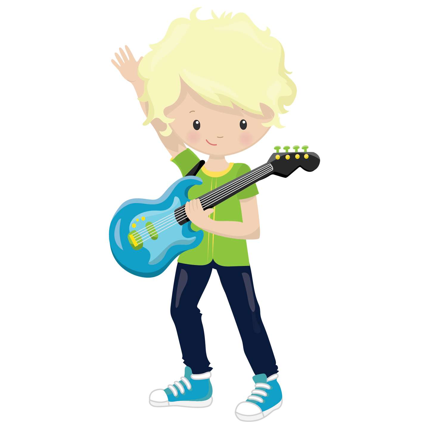 Menino Tocando Guitarra Azul Música Png Grátis Para Baixar Clipart