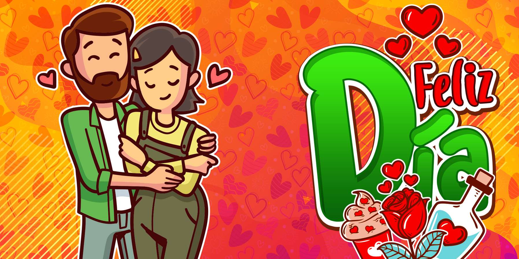 Ilustração Dia Feliz Com Casal Romântico Celebração Png Arte Para Caneca Grátis Pra Baixar