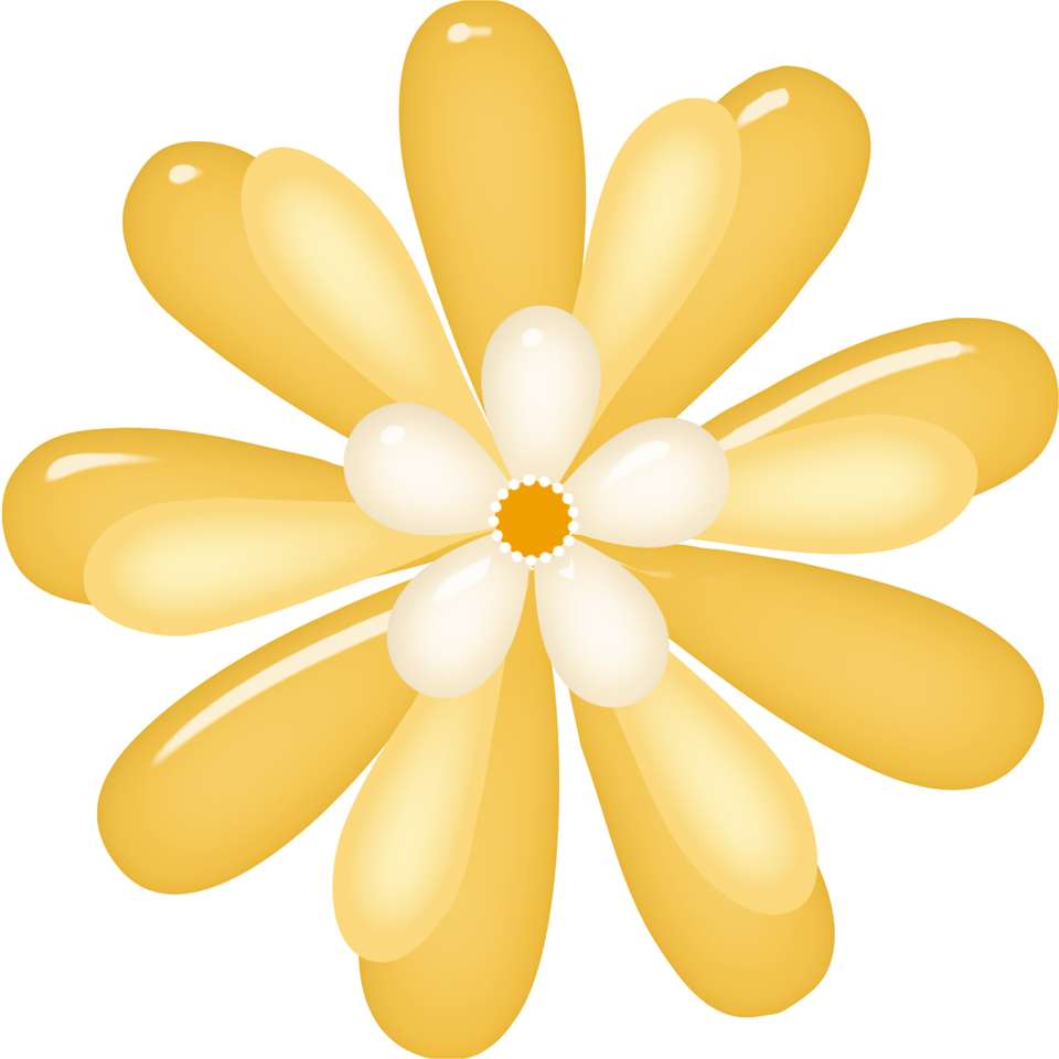 Flor Estilizada Dourado E Branco Flores Png Grátis Para Baixar