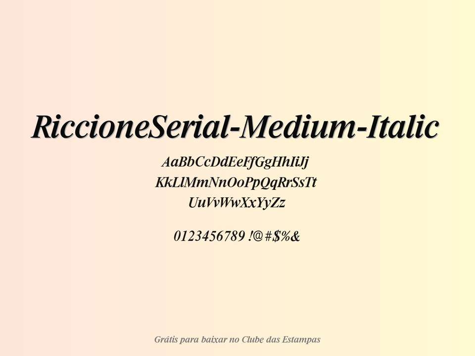 Fonte Riccioneserial Medium Italic Grátis Para Baixar