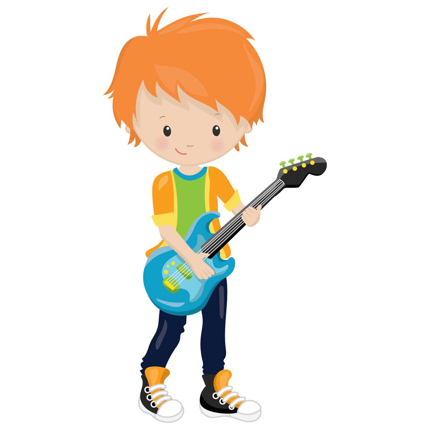 Menino Tocando Guitarra Azul Música Png Grátis Para Baixar Ilustracao
