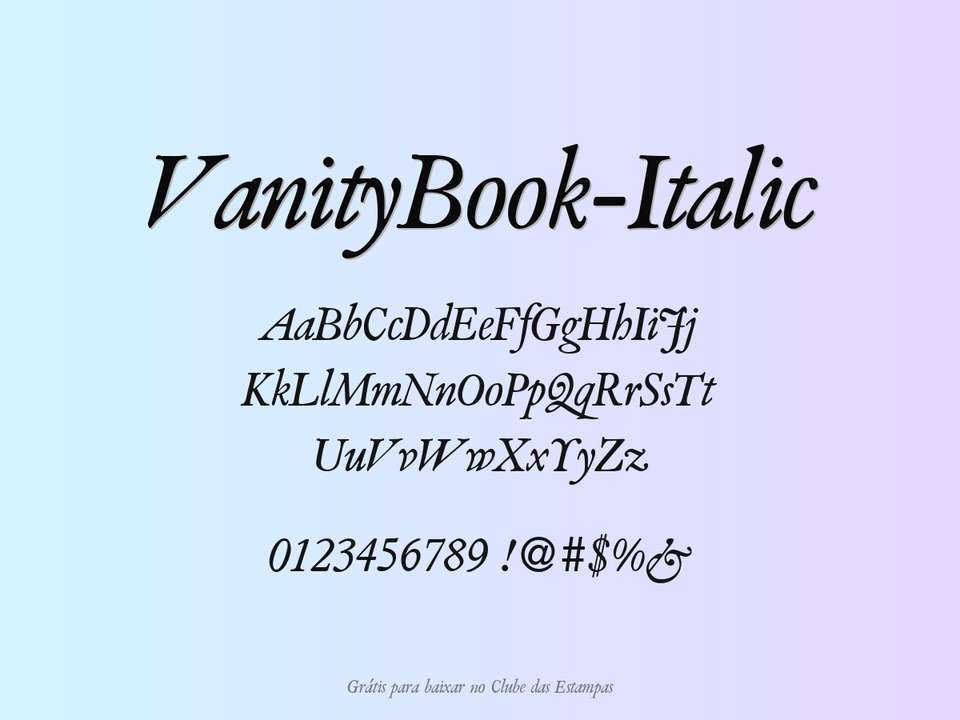 Fonte Vanitybook Italic Grátis Para Baixar