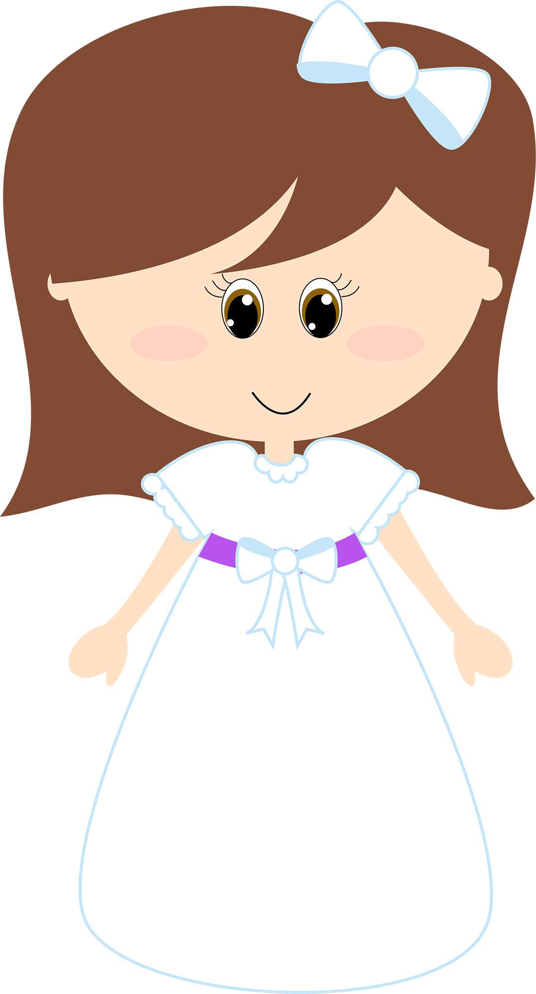 Menina Em Vestido Branco Personagem Infantil Png Grátis Para Baixar