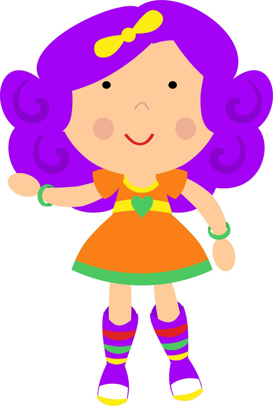 Menina Cartoon Cabelo Roxo Personagem Png Grátis Para Baixar