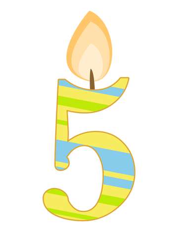 Elemento Numero Aniversário Vela 5 Cinco Anos Png