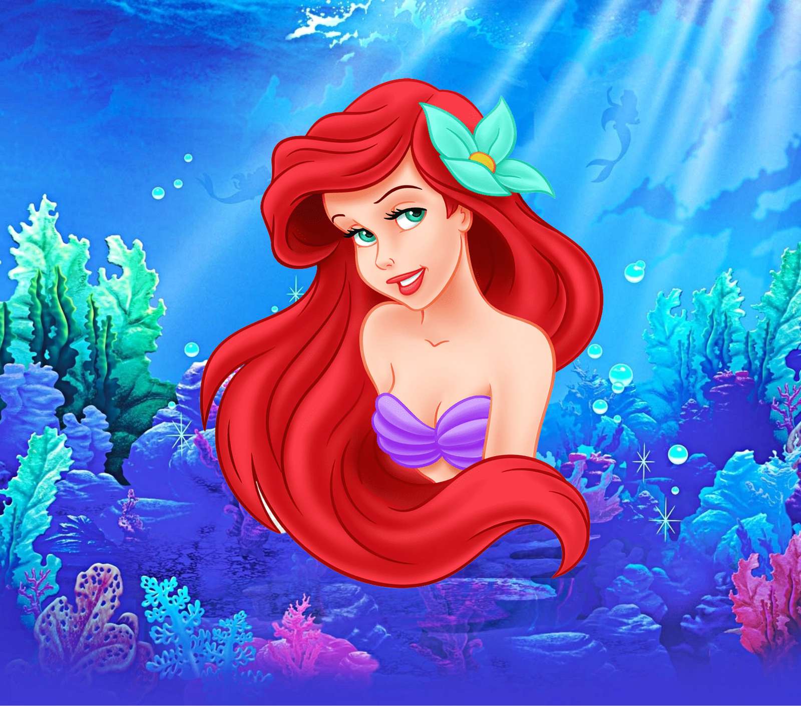 Sereia Ariel Em Fundo Marinho Vibrante Desenho Animado Png Arte Para Caneca Grátis Pra Baixar