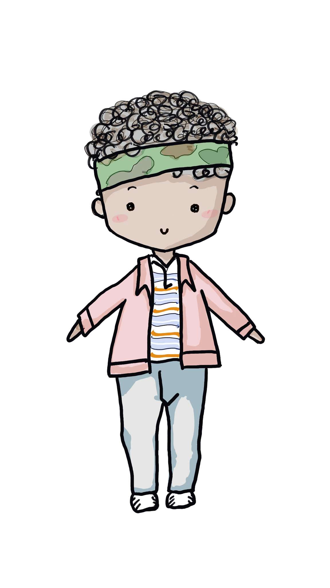 Menino Cacheado Com Bandana Personagem Png Grátis Para Baixar