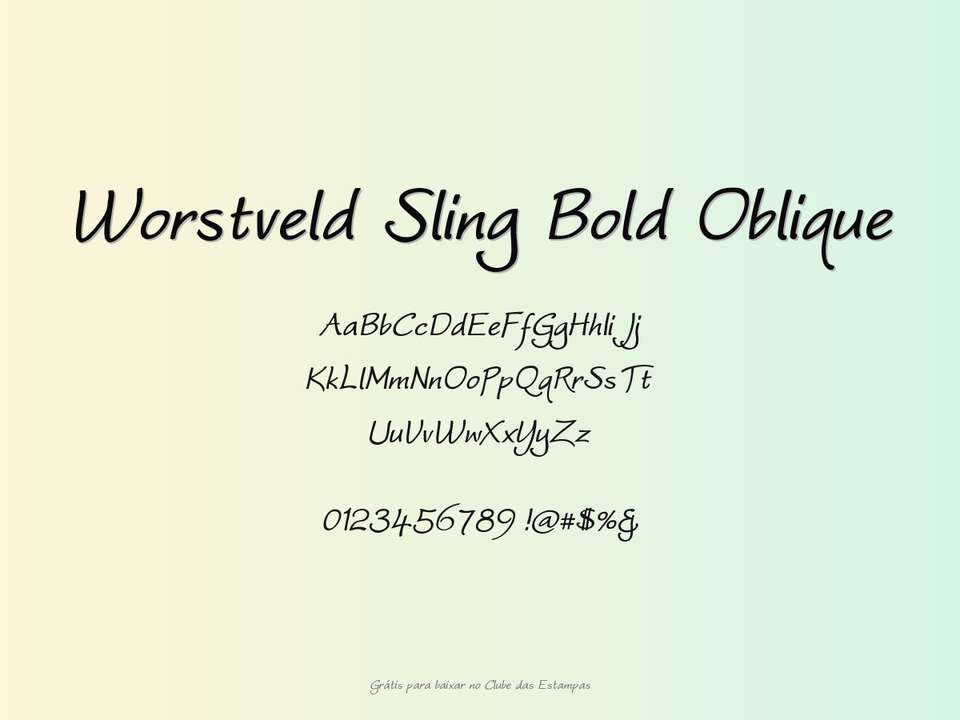 Fonte Worstveld Sling Bold Oblique Grátis Para Baixar