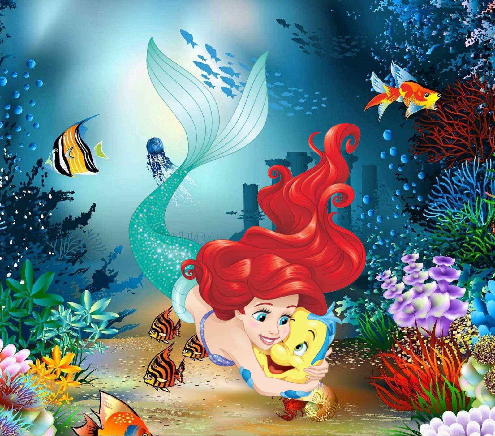 Ilustração De Ariel E Sereia No Fundo Do Mar Desenho Animado Png Arte Para Caneca Grátis Pra Baixar