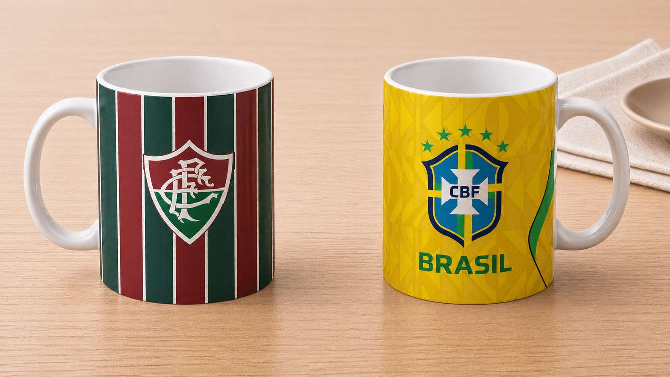 Arte Para Caneca Seleção Brasileira Fluminense E Brasil Futebol Escudos 1