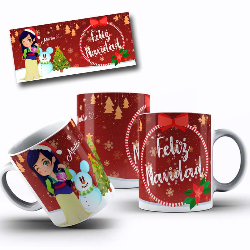 Arte Para Caneca Mulan, Feliz Navidad, Cartoon 7