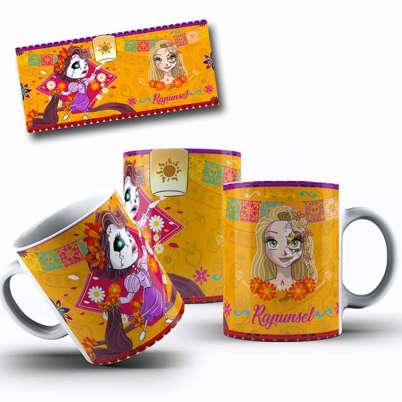 Arte Caneca Desenho Animado Princesas Dia Dos Mortos Mexicano (13)