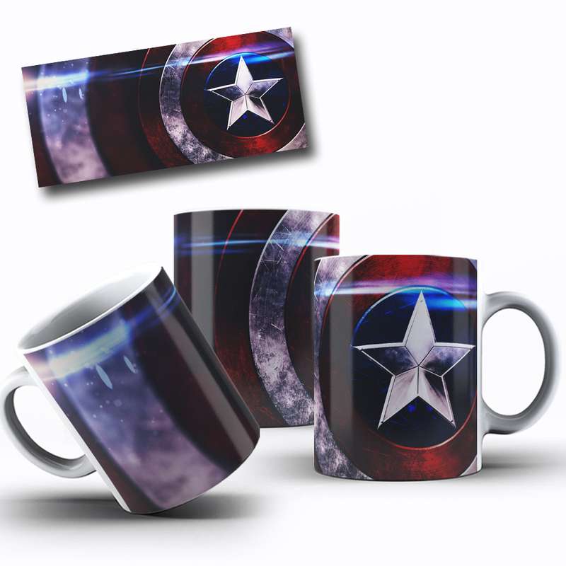 Arte Para Caneca Capitão America Escudo Marvel 14