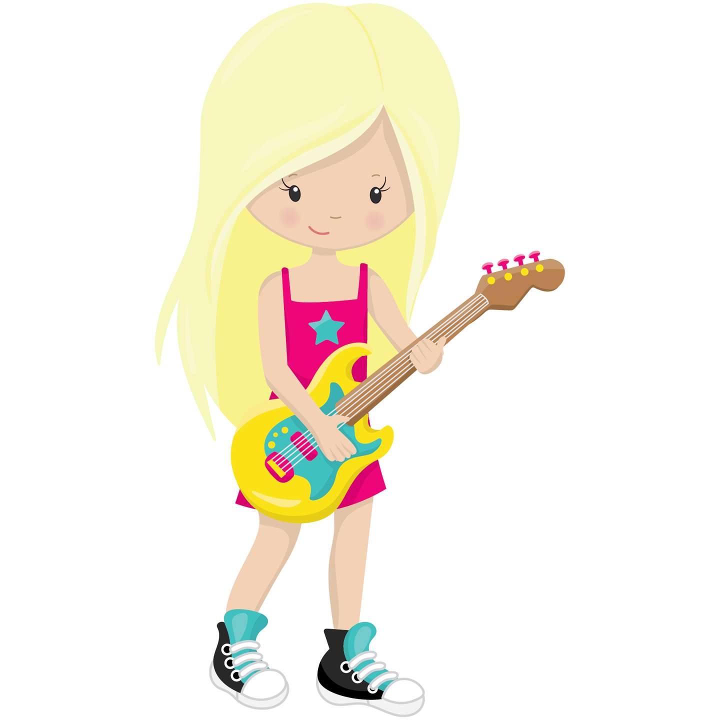 Menina Loira Tocando Guitarra Música Png Grátis Para Baixar