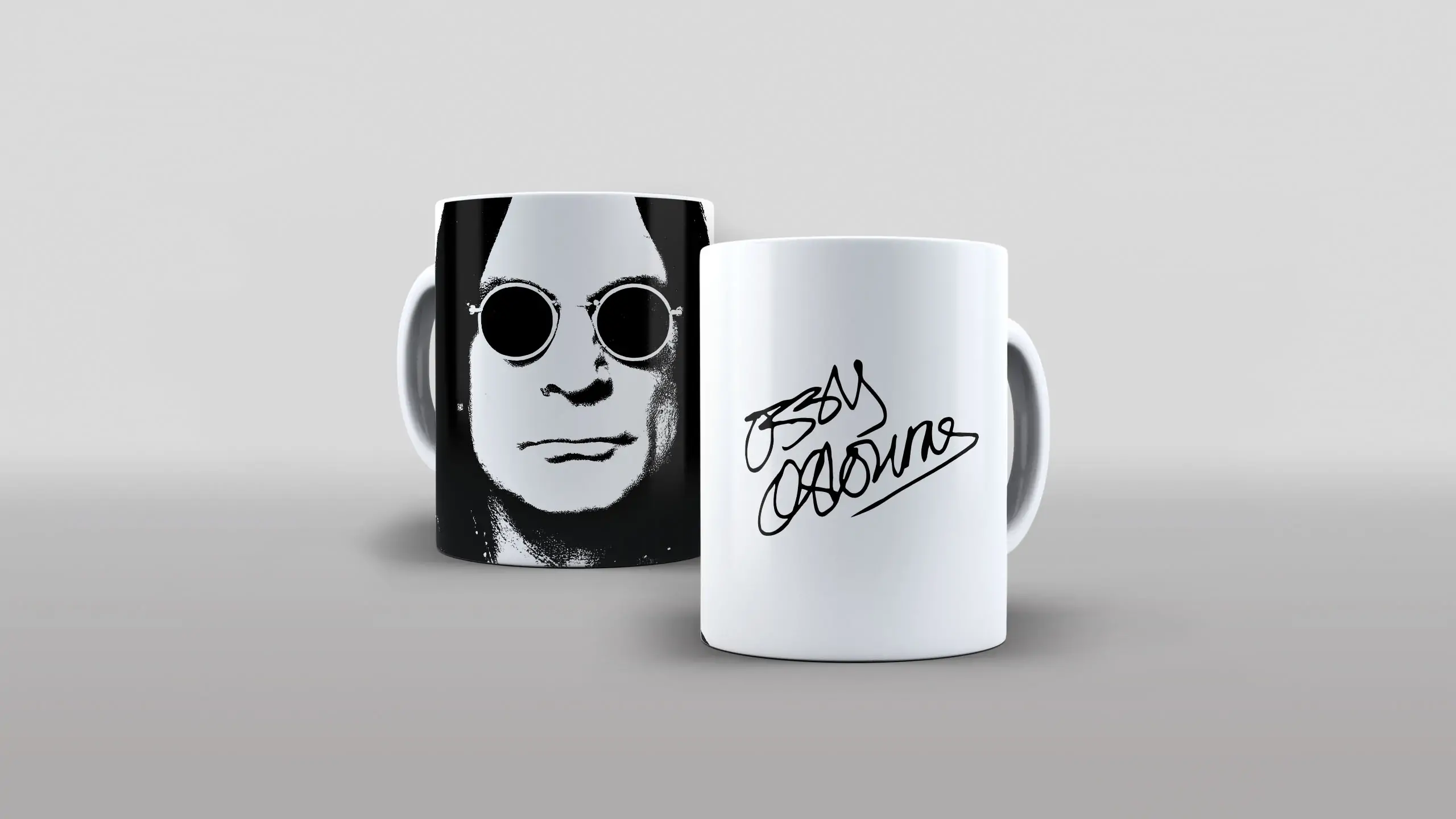 Arte caneca autografo Ozzy Osbourne - vermelha branca preto