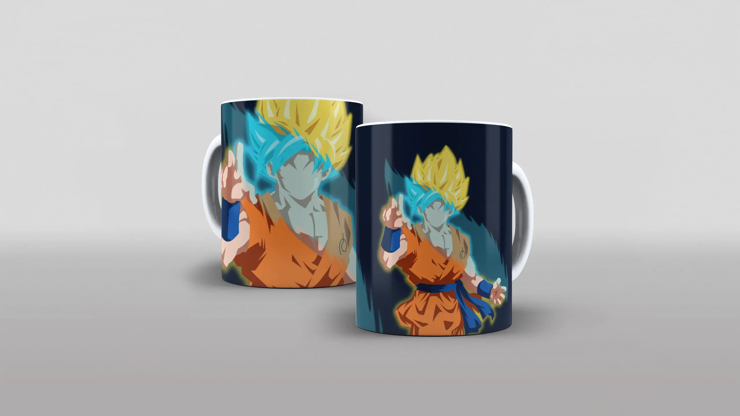 Arte Goku em sua forma de Super Saiyajin Azul para caneca